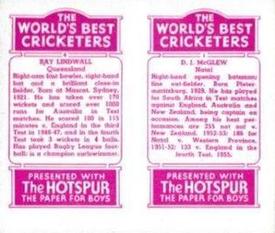 1956 D.C.Thomson The World's Best Cricketers (Hotspur) Paired #1-4 Derrick McGlew / Ray Lindwall Back