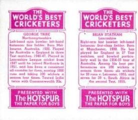 1956 D.C.Thomson The World's Best Cricketers (Hotspur) Paired #2-5 Brian Statham / George Tribe Back