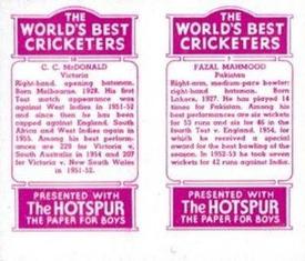 1956 D.C.Thomson The World's Best Cricketers (Hotspur) Paired #7-10 Fazal Mahmood / Colin McDonald Back