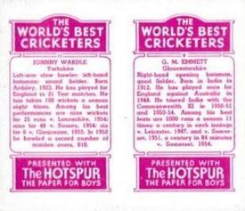 1956 D.C.Thomson The World's Best Cricketers (Hotspur) Paired #8-11 George Emmett / Johnny Wardle Back