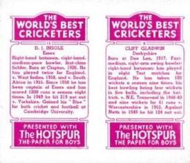 1956 D.C.Thomson The World's Best Cricketers (Hotspur) Paired #9-12 Cliff Gladwin / Doug Insole Back