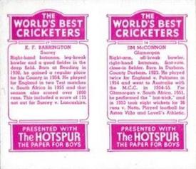 1956 D.C.Thomson The World's Best Cricketers (Hotspur) Paired #14-17 Jim McConnon / Ken Barrington Back