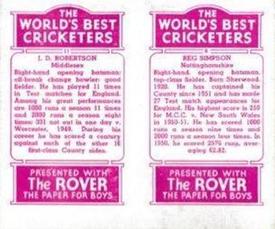 1956 D.C.Thomson The World's Best Cricketers (Rover) Paired #8-11 Reg Simpson / Jack Robertson Back
