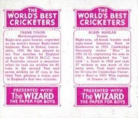 1956 D.C.Thomson The World's Best Cricketers (Wizard) Paired #14-17 Robin Marlar / Frank Tyson Back