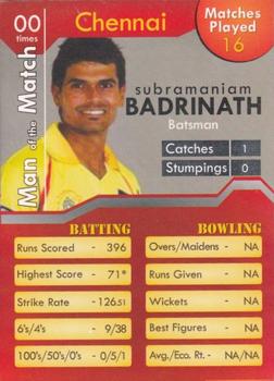 2011 Flip Cards IPL Cricket League #NNO Subramaniam Badrinath Front