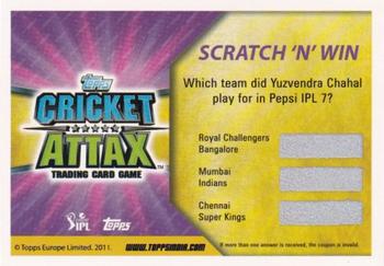 2015-16 Topps Cricket Attax IPL - Scratch 'N' Win #NNO Yuzvendra Chahal Front