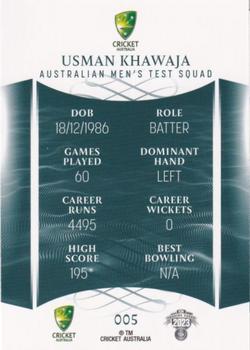 2023-24 TLA Traders Cricket Australia Luxe #005 Usman Khawaja Back