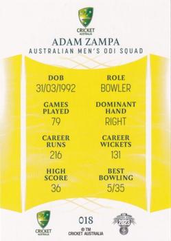 2023-24 TLA Traders Cricket Australia Luxe #018 Adam Zampa Back
