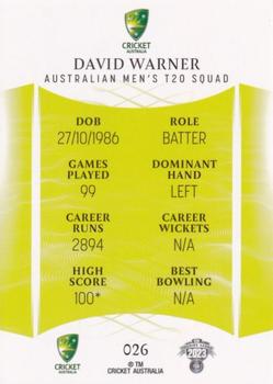 2023-24 TLA Traders Cricket Australia Luxe #026 David Warner Back