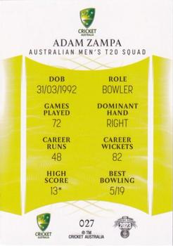 2023-24 TLA Traders Cricket Australia Luxe #027 Adam Zampa Back