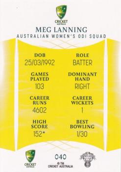 2023-24 TLA Traders Cricket Australia Luxe #040 Meg Lanning Back