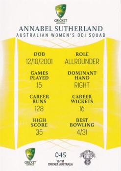 2023-24 TLA Traders Cricket Australia Luxe #045 Annabel Sutherland Back