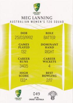 2023-24 TLA Traders Cricket Australia Luxe #049 Meg Lanning Back