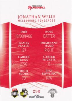 2023-24 TLA Traders Cricket Australia Luxe #098 Jonathan Wells Back