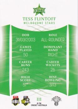 2023-24 TLA Traders Cricket Australia Luxe #111 Tess Flintoff Back