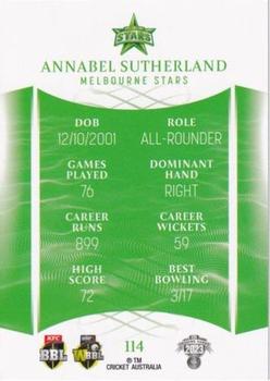2023-24 TLA Traders Cricket Australia Luxe #114 Annabel Sutherland Back