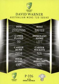 2023-24 TLA Traders Cricket Australia Luxe - Silver #P 026 David Warner Back