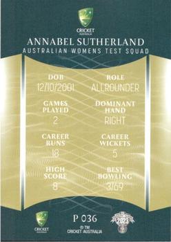 2023-24 TLA Traders Cricket Australia Luxe - Silver #P 036 Annabel Sutherland Back