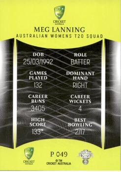 2023-24 TLA Traders Cricket Australia Luxe - Silver #P 049 Meg Lanning Back
