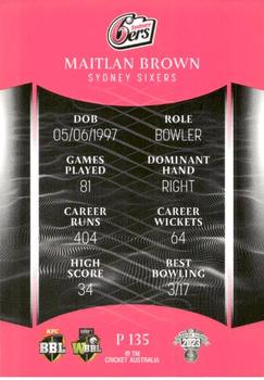 2023-24 TLA Traders Cricket Australia Luxe - Silver #P 135 Maitlan Brown Back