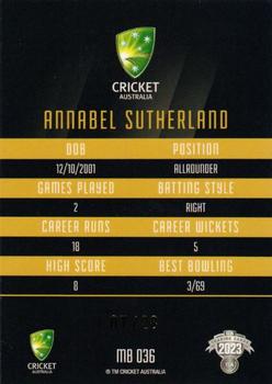 2023-24 TLA Traders Cricket Australia Luxe - Mojo Black Diamond #MB36 Annabel Sutherland Back