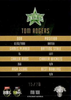 2023-24 TLA Traders Cricket Australia Luxe - Mojo Black Diamond #MB108 Tom Rogers Back