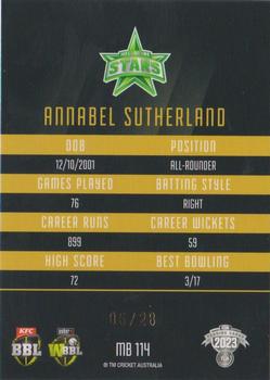 2023-24 TLA Traders Cricket Australia Luxe - Mojo Black Diamond #MB114 Annabel Sutherland Back