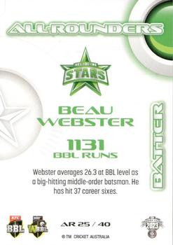 2023-24 TLA Traders Cricket Australia Luxe - All-Rounders #AR 25 Beau Webster Back