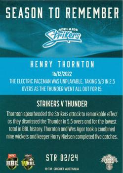 2023-24 TLA Traders Cricket Australia Luxe - 22/23 Season To Remember #STR 02 Henry Thornton Back