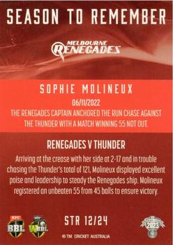 2023-24 TLA Traders Cricket Australia Luxe - 22/23 Season To Remember #STR 12 Sophie Molineux Back
