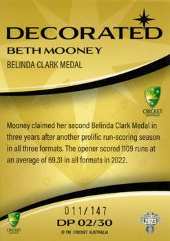 2023-24 TLA Traders Cricket Australia Luxe - Decorated Parallel #DP 02 Beth Mooney Back