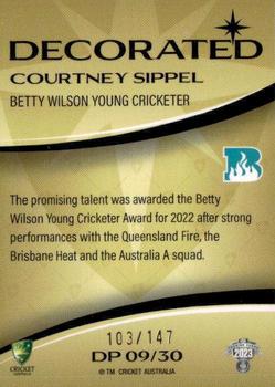 2023-24 TLA Traders Cricket Australia Luxe - Decorated Parallel #DP 09 Courtney Sippel Back