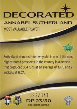 2023-24 TLA Traders Cricket Australia Luxe - Decorated Parallel #DP 23 Annabel Sutherland Back