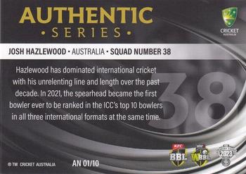 2023-24 TLA Traders Cricket Australia Luxe - Authentic Foil Number #AN 01 Josh Hazlewood Back