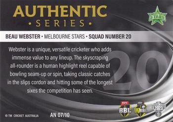 2023-24 TLA Traders Cricket Australia Luxe - Authentic Foil Number #AN 07 Beau Webster Back