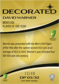2023-24 TLA Traders Cricket Australia Luxe - Decorated Priority #DP 05 David Warner Back