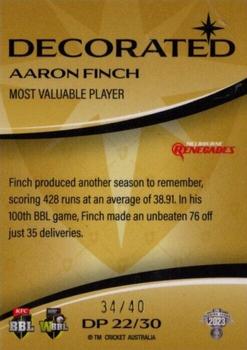 2023-24 TLA Traders Cricket Australia Luxe - Decorated Priority #DP 22 Aaron Finch Back