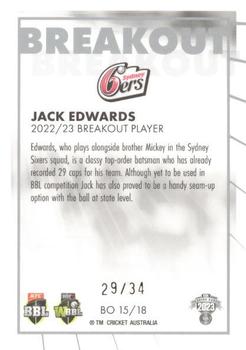 2023-24 TLA Traders Cricket Australia Luxe - Breakout Priority #BO15 Jack Edwards Back