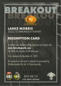 2023-24 TLA Traders Cricket Australia Luxe - Breakout Black Signature Redemption #BOS 08 Lance Morris Back