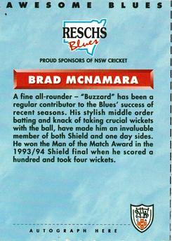 1994 Reschs NSW Awesome Blues #NNO Brad McNamara Back