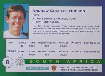 1994 Sportsdeck Mandela Trophy #8 Andrew Hudson Back