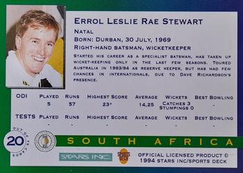 1994 Sportsdeck Mandela Trophy #20 Errol Stewart Back