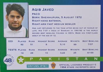 1994 Sportsdeck Mandela Trophy #48 Aaqib Javed Back