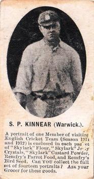1911-12 Skylark Flour English Cricket Team #NNO Septimis Kinnier Front