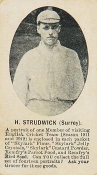 1911-12 Skylark Flour English Cricket Team #NNO Herbert Strudwick Front