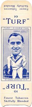 1950 Carreras Cigarettes 50 Famous Cricketers - Uncut Singles #10 Harold Gimblett Front