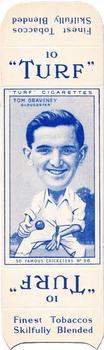 1950 Carreras Cigarettes 50 Famous Cricketers - Uncut Singles #36 Tom Graveney Front