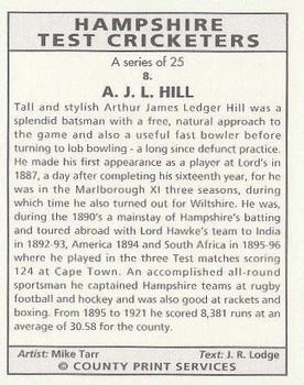 1993 County Print Services Hampshire Test Cricketers #8 Arthur Hill Back