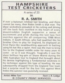 1993 County Print Services Hampshire Test Cricketers #20 Robin Smith Back
