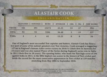 2024 Topps Cricket Legends Of the Game - Autographs Green #NNO Alastair Cook Back